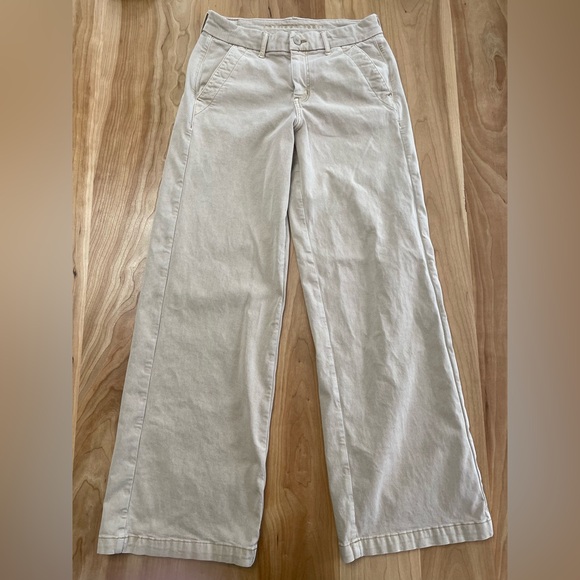 American Eagle Outfitters Pants - American Eagle Pants Wide Leg Pants Khaki Button Size 2 Stretch Fabric